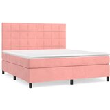  S oprugama i madracem ružičasti 160x200 cm baršunasti | shoptok.hr