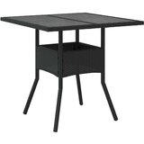 vidaXL Vrtni stol sa staklenom pločom crni 80x80x75 cm od poliratana | shoptok.hr