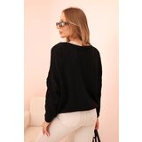 Kesi Włoski Women's sweater with a V-neck and buttons black | shoptok.hr