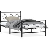  Metalni okvir kreveta uzglavlje i podnožje crni 100x190 cm | shoptok.hr
