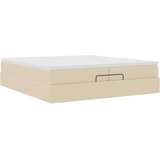  Otomanski okvir kreveta s madracima krem 200x200cm od tkanine | shoptok.hr