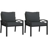  Vrtne stolice sa sivim jastucima 2 kom 68 x 76 x 79 cm čelične | shoptok.hr
