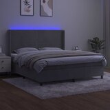  box spring s madracem LED svjetlosivi 180x200 cm baršun | shoptok.hr