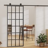 Furnova Drsna vrata ESG steklo in aluminij 76x205 cm črna, (21945190) u