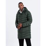Ombre Men's winter quilted parka jacket - dark olive green | Shoptok.si