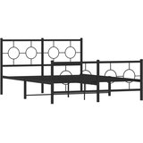  Metalni okvir kreveta uzglavlje i podnožje crni 140x200 cm | shoptok.hr