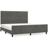 The Living Store Posteljni okvir z vzglavjem temno siv 160x200 cm žamet - Posteljni Okvir Z Vzglavjem, (21492404) | Shoptok.si