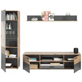MID.YOU Dnevni Regal Mason, 3-Delno, Siva, Barva Hrasta | Shoptok.si