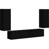 Crna Set omare za televizijo na steni 4 pcs Črna Konstruiran les, (5000132477) | Shoptok.si
