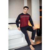 Dewberry J2452 Mens Long Sleeve Pjyama Set-BORDEAUX Cene