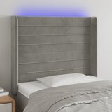  LED uzglavlje svjetlosivo 93 x 16 x 118/128 cm baršunasto | shoptok.hr