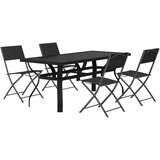  5-dijelni vrtni blagovaonski set sivo-crni | shoptok.hr