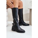 Boto Women's insulated boots on flat heels with gold buckle black Arsisna | shoptok.hr