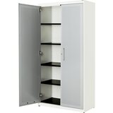 mauser Omara s krilnimi vrati, akustični učinek, VxŠxG 1956 x 1000 x 432 mm, 4 police, čista bela / aluminijasto siva | Shoptok.si