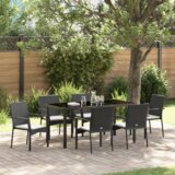  Vrtni set za blagovanje s jastukom 7 pcs Crna 200 x 80 x 73 cm | shoptok.hr