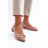 Kesi Low heeled pumps with embellishment, Eco Suede S.Barski Beige Cene