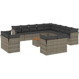 14-dijelni set vrtnih sofa od poliratana s jastucima sivi | shoptok.hr