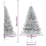 vidaXL Umjetna preddekorirana božićna jelka srebrna 180 cm PET | Shoptok.si