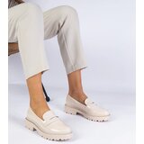 Gemre Beige patent leather loafers adorned with rhinestones Margusto | Shoptok.si