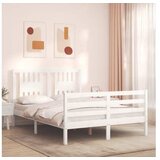 vidaXL Okvir kreveta s uzglavljem bijeli 4FT6 bračni od masivnog drva | shoptok.hr