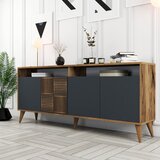 Kalune Design Antracitno siva/u prirodnoj boji niska komoda u dekoru oraha 180x79 cm Milan – | shoptok.hr