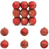  Set božićnih kuglica XL 18 kom. Crvena i zlatna 8 cm Polistiren | shoptok.hr