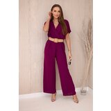 Kesi Włoski Overalls with a decorative belt at the waist plum | shoptok.hr