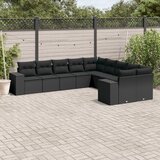 vidaXL 10-dijelni set vrtnih sofa s jastucima crni od poliratana | shoptok.hr