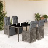 vidaXL Vrtna bistro garnitura 5-delna z blazinami siv poli ratan | Shoptok.si