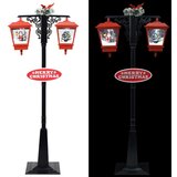  Ulična svjetiljka s Djedom Mrazom crno-crvena 81x40x188 cm PVC | shoptok.hr