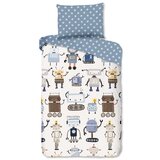 Good Morning Plava/bež pamučna dječja posteljina za krevet za jednu osobu 140x200 cm Robo – | shoptok.hr