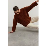 Trendyol Brown Wide fit Soft Textured Knitwear Sweater