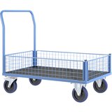 eurokraft pro ploski voziček s polvisokimi mrežami, nakladalna površina dxš 1200 x 750 mm, polno elastična | Shoptok.si