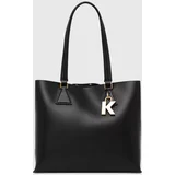 Karl Lagerfeld Usnjena torbica črna barva, 245W3046