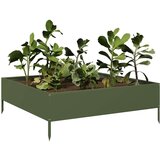 vidaXL Povišena vrtna gredica maslinastozeleni 100x100x33,5 cm čelik | shoptok.hr
