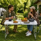  Sklopivi stol za kampiranje s podesivom visinom - 120 x 60 x 55-70 cm - bijeli | shoptok.hr