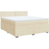 vidaXL Box spring postelja z vzmetnico krem 180x200 cm blago, (21310303) | Shoptok.si