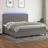  Box spring postelja z vzmetnico LED temno siva 200x200 cm blago, (20929844) | Shoptok.si