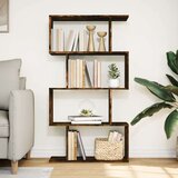 vidaXL Pregrada s knjižno omaro 4-nadstr. dimljen hrast 70x24x129 cm | Shoptok.si