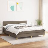 vidaXL Box spring postelja z vzmetnico taupe 160x200 cm blago Cene