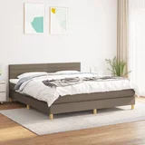 vidaXL Box spring postelja z vzmetnico taupe 160x200 cm blago