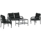  4-dijelni set vrtnih sofa od poliratana s jastucima crni | shoptok.hr