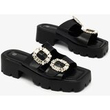 Resti Royalfashion Black women's embellished Tireta heeled flip-flops | ePonuda.com