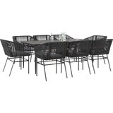 vidaXL 9-dijelni vrtni blagovaonski set s jastucima crnog poliratana | shoptok.hr