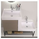 Hanah home Set kupaonskih ormarića s umivaonikom i ogledalom, 2 dijela, bež Slike