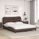  Postelja z vzmetnico rjava 160x200 cm umetno usnje | Shoptok.si