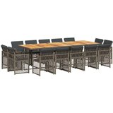 vidaXL 15-dijelni vrtni blagovaonski set s jastucima poliratan sivi | shoptok.hr