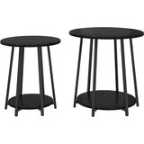  Set pomoćnih stolića s policom 2 pcs Crni hrast | shoptok.hr