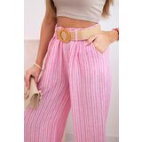 Kesi Włoski Women's wide-leg striped viscose trousers pink | Shoptok.si