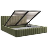 Makamii Zeleni tapecirani bračni krevet s prostorom za odlaganje s podnicom 140x200 cm Lemi – | shoptok.hr